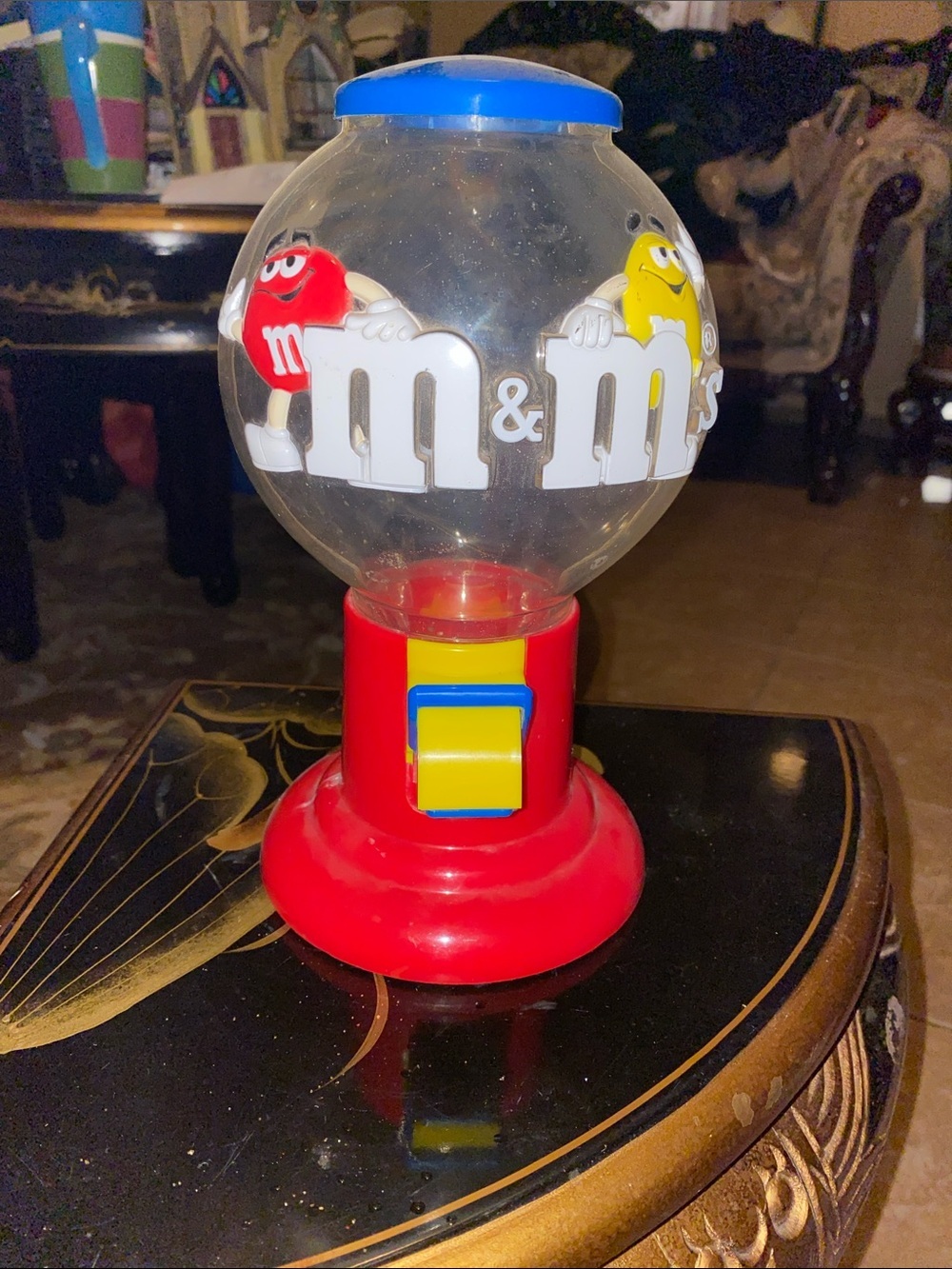 Vintage M&M'S Red Candy Dispenser with Yellow and Blue Accents